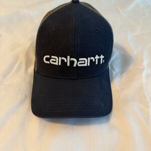 Carhartt Baseball SnapBack Cap Mens Navy Blue with Gray Mesh Back Trucker Hat